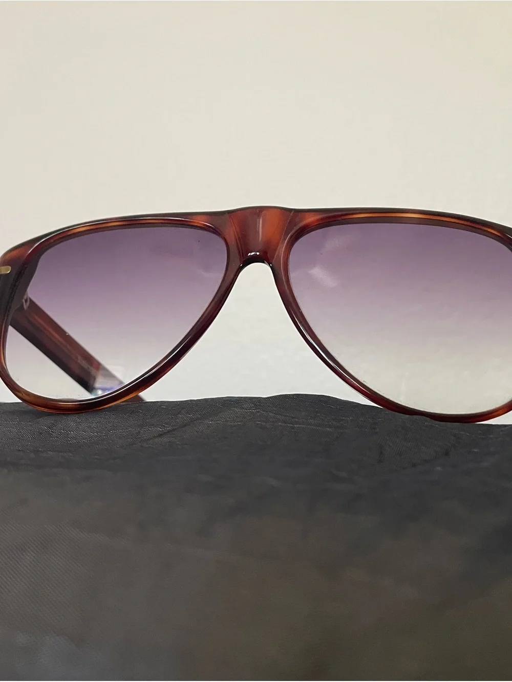 Vintage Valentino Tortoise Shell Aviator Sunglasses with Purple Gradient Lenses